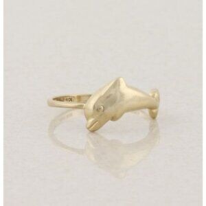 10k Yellow Gold Dolphin Ring Size 8 1/4